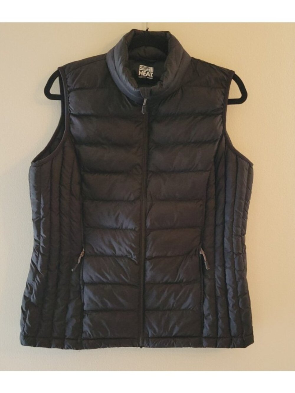 32 Degrees Heat Women’s Large Black Quilted Vest Full Zip Pockets